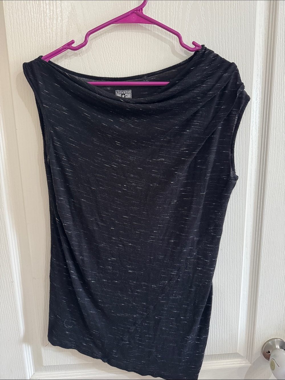 Converse Black Heathered Boatneck Tank Top